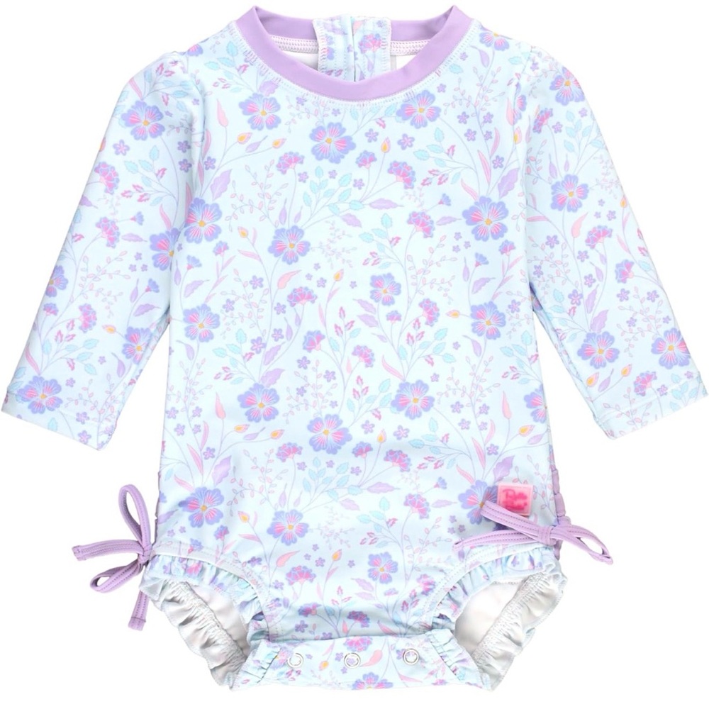Ruffle Butts Long-Sleeve Floral One-Piece Swim Suit
